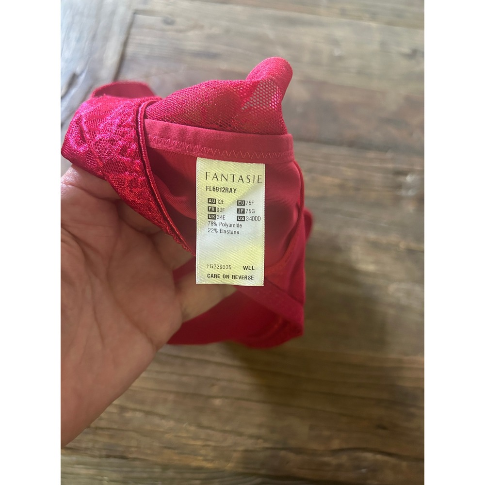 Fantasie Hot Pink Lace Trim Underwire Bra 34DDD FL6912RAY Padded Lingerie Comfy - Picture 5 of 5